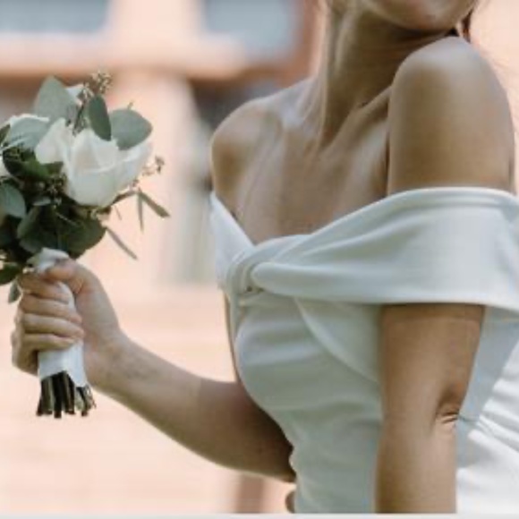 White Twist Front Off The Shoulder Dress - Picture 1 of 4